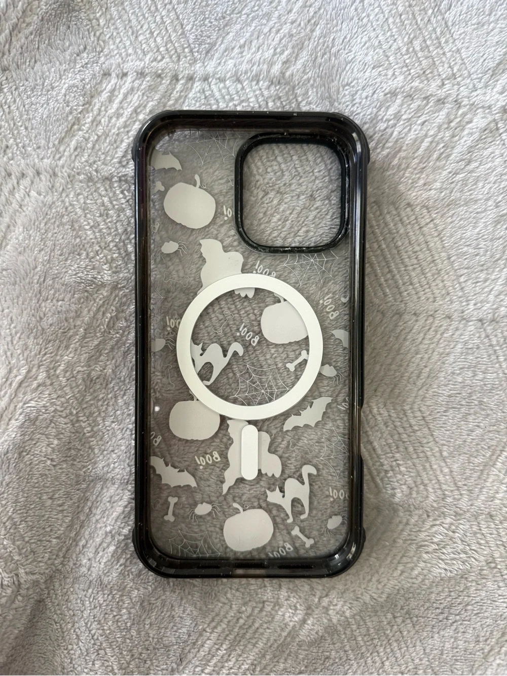 Casetify Clear Halloween iPhone Case with Black Trim and Orange Accents